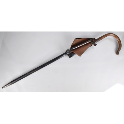 62 - A Late 19th Century German Made Shooting Stick, With a Folding Leather Seat Embossed With Retailers ... 