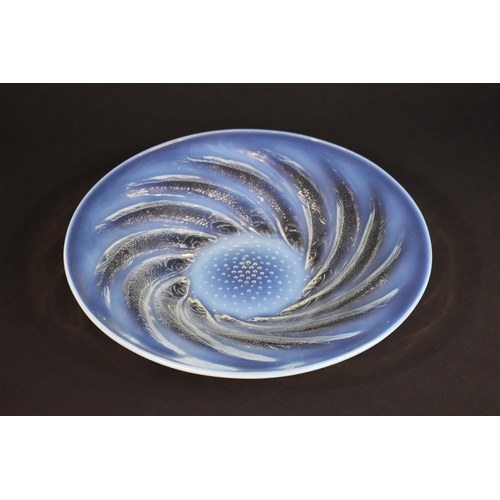 393 - A Lalique 'Poison' Opalescent Glass Bowl with Continuing Fish Design with Bubble Centre, 30cms Diame... 