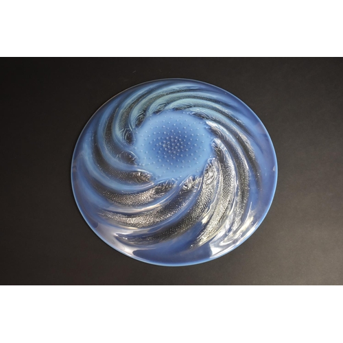 393 - A Lalique 'Poison' Opalescent Glass Bowl with Continuing Fish Design with Bubble Centre, 30cms Diame... 