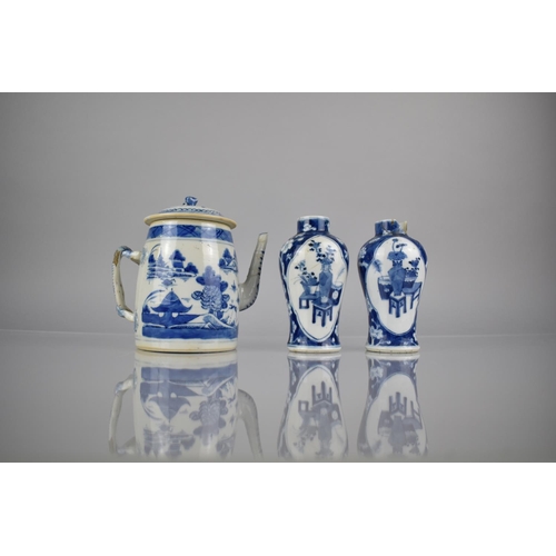 284 - An 18th Century Chinese Qing Period Porcelain Blue and White Teapot and Cover Decorated with River V... 