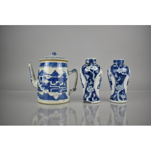 284 - An 18th Century Chinese Qing Period Porcelain Blue and White Teapot and Cover Decorated with River V... 