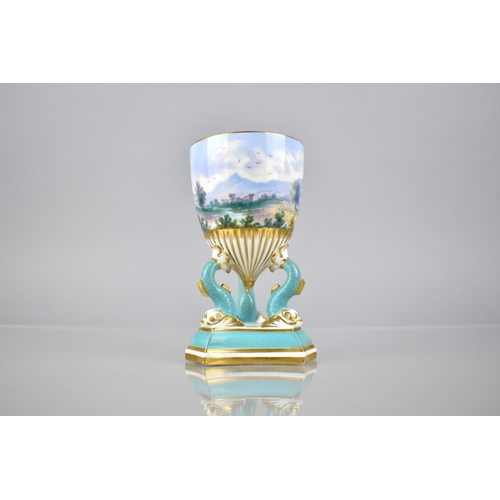 363 - A Late 19th Century Davenport Hand Painted Pedestal Vase, The Bowl with Rural Landscape Featuring Ch... 