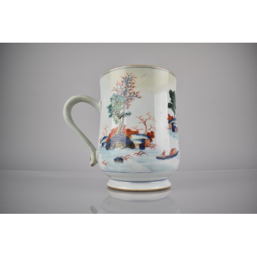 273 - A Large 18th/19th Century Chinese Porcelain Tankard Decorated in the Imari Palette with River Villag... 