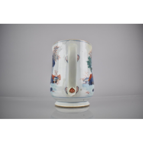 273 - A Large 18th/19th Century Chinese Porcelain Tankard Decorated in the Imari Palette with River Villag... 