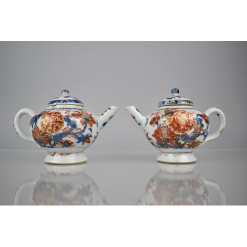 275 - A Pair of 18th Century Qing Period Chinese Porcelain Teapots Decorated in the Imari Palette with Clo... 