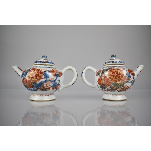 275 - A Pair of 18th Century Qing Period Chinese Porcelain Teapots Decorated in the Imari Palette with Clo... 