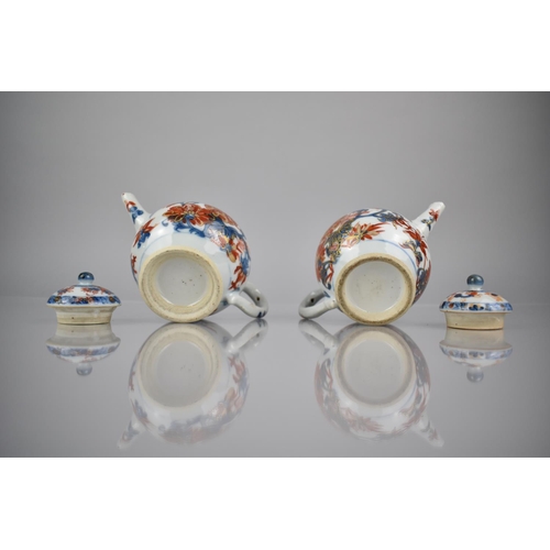 275 - A Pair of 18th Century Qing Period Chinese Porcelain Teapots Decorated in the Imari Palette with Clo... 