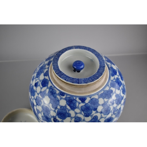 291 - An Oriental Porcelain Blue and White Prunus Pattern Ginger Jar & Cover, Complete with Inner Porcelai... 