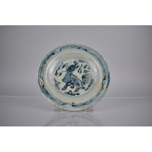 278 - An Early Chinese Ming Style Plate Decorated with Mythical Kylin, 19cm Diameter