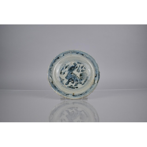 278 - An Early Chinese Ming Style Plate Decorated with Mythical Kylin, 19cm Diameter