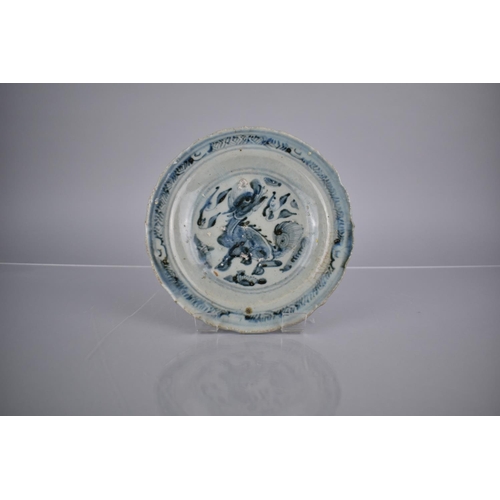 278 - An Early Chinese Ming Style Plate Decorated with Mythical Kylin, 19cm Diameter