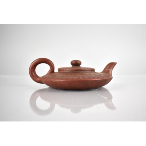234 - A 19th Century Chinese Yixing Teapot of Squat Form with Script Verse, Seal Mark to Base & Inner Lid,... 