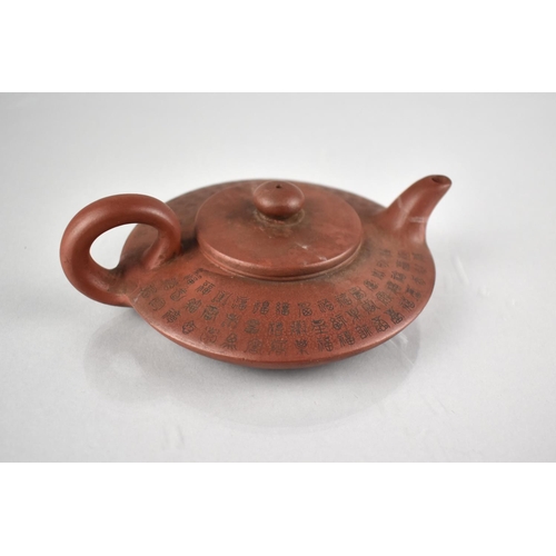 234 - A 19th Century Chinese Yixing Teapot of Squat Form with Script Verse, Seal Mark to Base & Inner Lid,... 