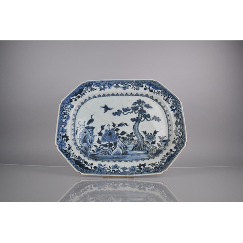 311 - A 19th Century Chinese Blue and White Porcelain Export Platter Decorated with Walled Garden Scene wi... 