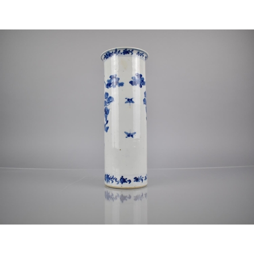 298 - A 19th Century Qing Period Chinese Porcelain Blue and White Sleeve Vase Decorated with Blossoming Br... 