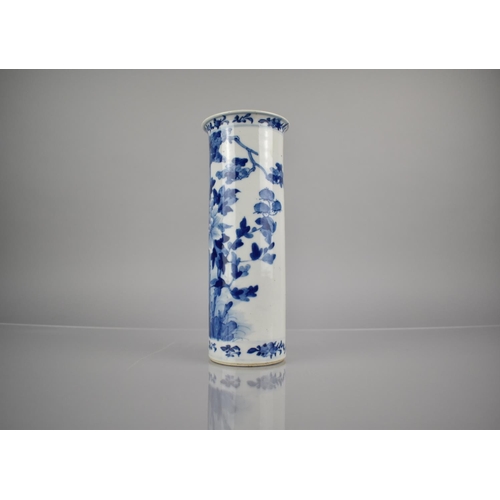 298 - A 19th Century Qing Period Chinese Porcelain Blue and White Sleeve Vase Decorated with Blossoming Br... 