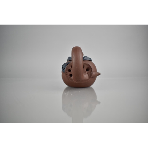 233 - A Chinese Yixing Teapot of Gourd Form, Seal Mark to Base, Bottom Handle and Lid, 17cm long