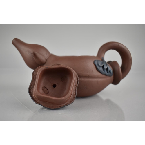 233 - A Chinese Yixing Teapot of Gourd Form, Seal Mark to Base, Bottom Handle and Lid, 17cm long