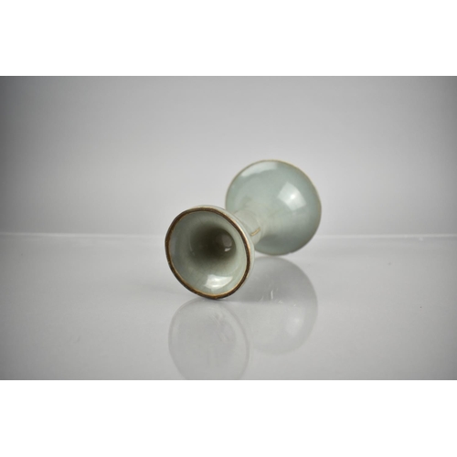 217 - A Chinese Celadon Gu Vase, Blue Green Crackle Ru Type Glaze, 15.5cms High, Chip to Rim