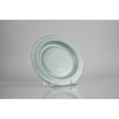 214 - A Chinese Celadon Brush Washer/Dish, Green Ice Crackle Ru Type Glaze with 36 Character Mark Verse to... 