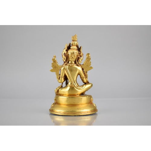 358 - A Sino Tibetan Gilt Bronze Study of Vajrasattva Cast in Seated Position on Single Lotus Base Wearing... 