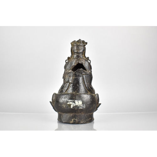 347 - A Chinese Ming Dynasty Bronze Study of Guanyin in Seated Position on Lotus Base, 25cm High