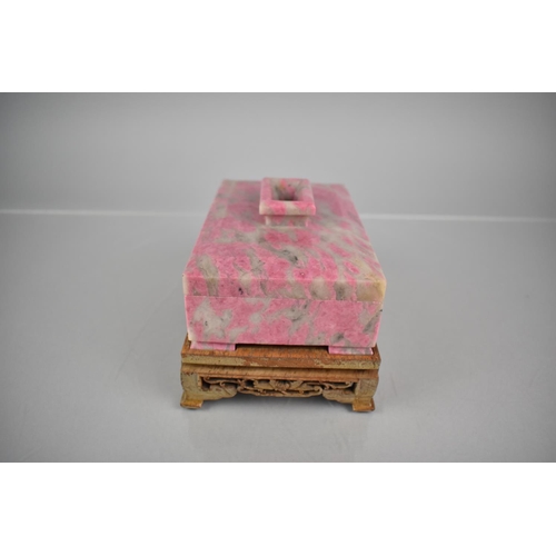 343 - A Late 19th Century Chinese Carved Rhodonite Casket of Rectangular Form with Lipped Rectangular Hand... 