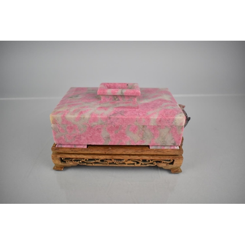 343 - A Late 19th Century Chinese Carved Rhodonite Casket of Rectangular Form with Lipped Rectangular Hand... 