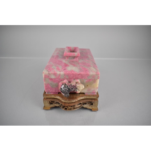 343 - A Late 19th Century Chinese Carved Rhodonite Casket of Rectangular Form with Lipped Rectangular Hand... 