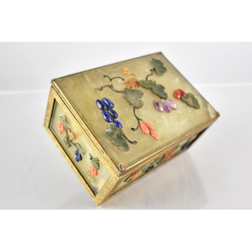 334 - A 19th Century Qing Period Chinese Jade and Gilt Metal Mounts with Hinged Lid, The Five Panels Havin... 