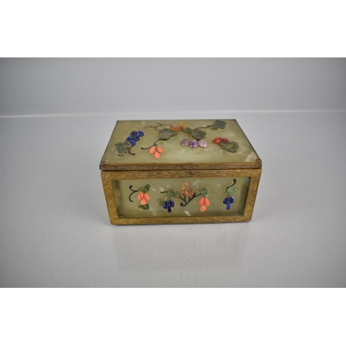 334 - A 19th Century Qing Period Chinese Jade and Gilt Metal Mounts with Hinged Lid, The Five Panels Havin... 