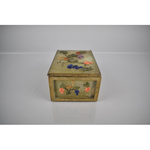 334 - A 19th Century Qing Period Chinese Jade and Gilt Metal Mounts with Hinged Lid, The Five Panels Havin... 