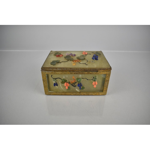 334 - A 19th Century Qing Period Chinese Jade and Gilt Metal Mounts with Hinged Lid, The Five Panels Havin... 