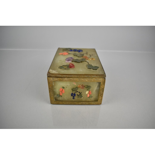 334 - A 19th Century Qing Period Chinese Jade and Gilt Metal Mounts with Hinged Lid, The Five Panels Havin... 