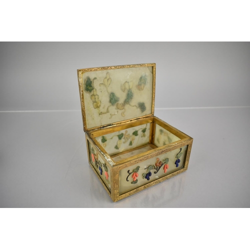 334 - A 19th Century Qing Period Chinese Jade and Gilt Metal Mounts with Hinged Lid, The Five Panels Havin... 