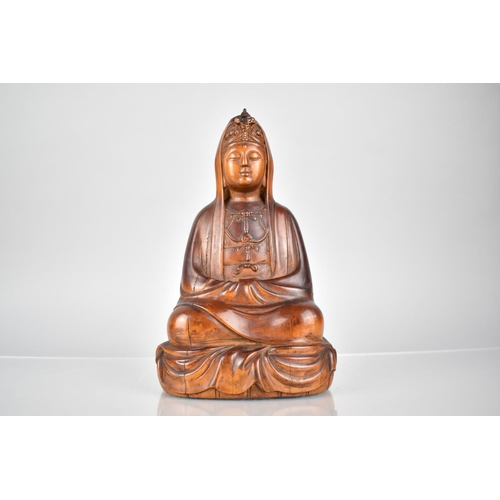 323 - A Nice Quality Chinese Hardwood Study of Guanyin in Seated Position, 20cm High