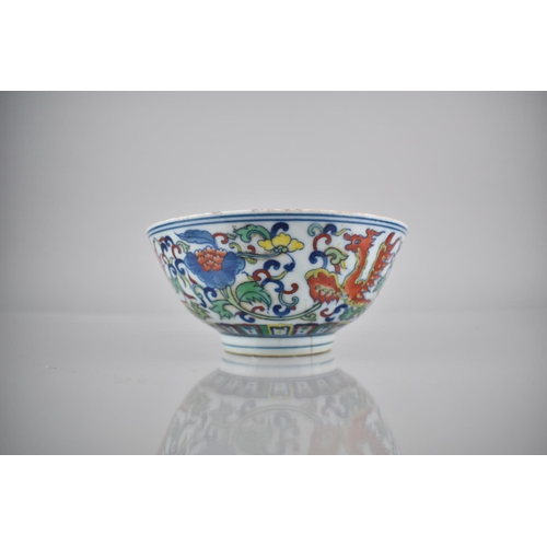 266 - A Chinese Porcelain Doucai Bowl Decorated with Continuing Phoenix and Floral Motif, Six Character Ma... 