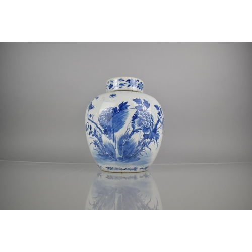 299 - A 19th Century Qing Period Chinese Porcelain Blue and White Ginger Jar & Cover Decorated with Bird &... 