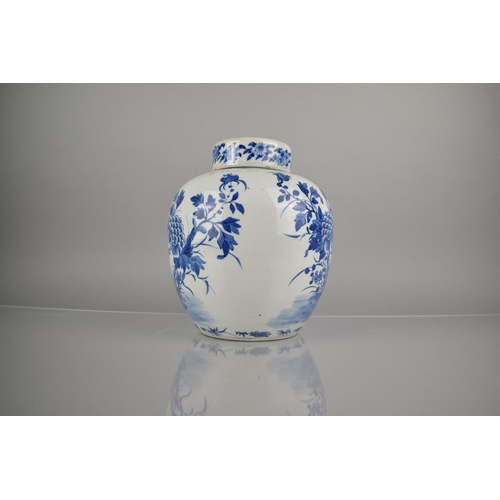 299 - A 19th Century Qing Period Chinese Porcelain Blue and White Ginger Jar & Cover Decorated with Bird &... 