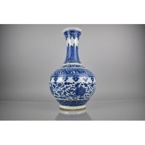 295 - An 18th/19th Century Chinese Qing Period Porcelain Blue and White Vase with tapering Flared Neck to ... 