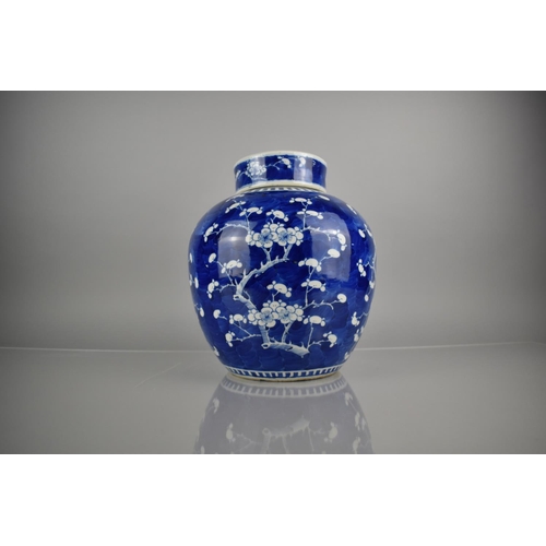 290 - A Large 19th Century Chinese Qing Period Blue and White Prunus Pattern Ginger Jar & Cover, Four Char... 