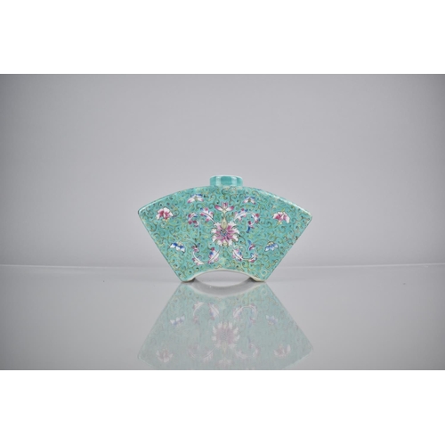 238 - A Chinese Porcelain Turquoise Ground Enamel Caddy Flask Shaped Form Having Sloping Shoulder and Shor... 