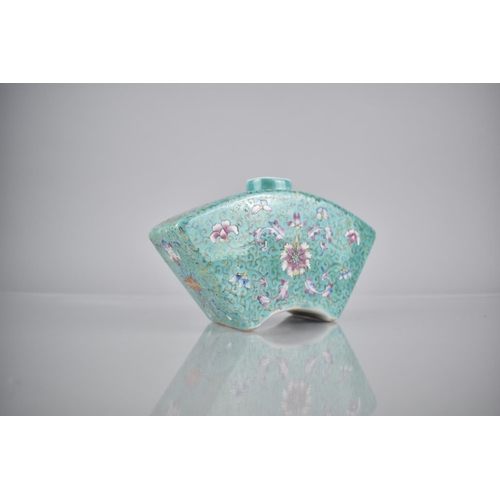 238 - A Chinese Porcelain Turquoise Ground Enamel Caddy Flask Shaped Form Having Sloping Shoulder and Shor... 