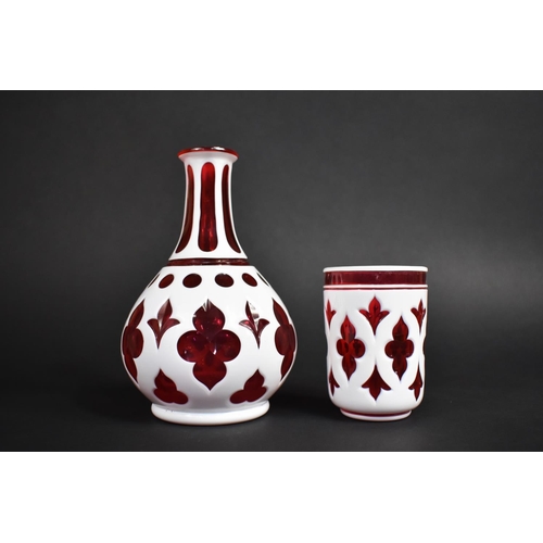 384 - A Late 19th Century Bohemian Overlaid Carafe and Beaker Set, 20.5cm High. Together with a Decorative... 