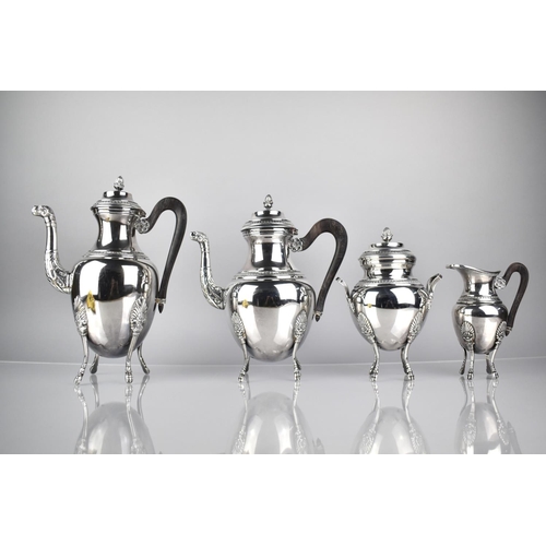 125 - A Christofle Silver Plate Five piece Malmaison Empire Tea Set to comprise Teapot, Coffee Pot, Lidded... 