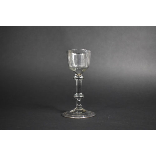 381 - An 18th Century English Drinking Glass with Ogee Bowl, Collar, Knop Support and Circular Base, 13.5c... 