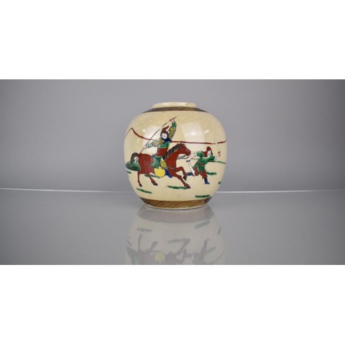 240 - A Chinese Nanking Crackle Glazed Ginger Jar Decorated in Polychrome Enamels with Battle Scene with O... 