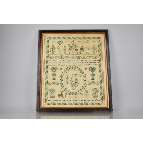 54 - An Early 19th Century Framed Silk Sampler, the Work of Mary Bangham, Aged 9, 1836. 43x37cm