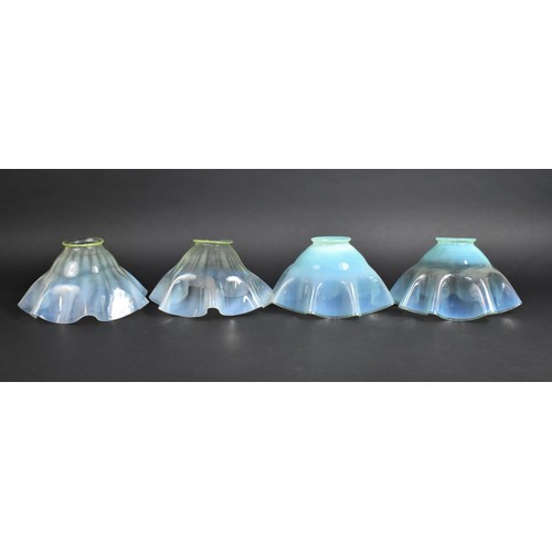 380 - Two Pairs of Late 19th/Early 20th Century Vaseline Glass Shades, 12.5cms High