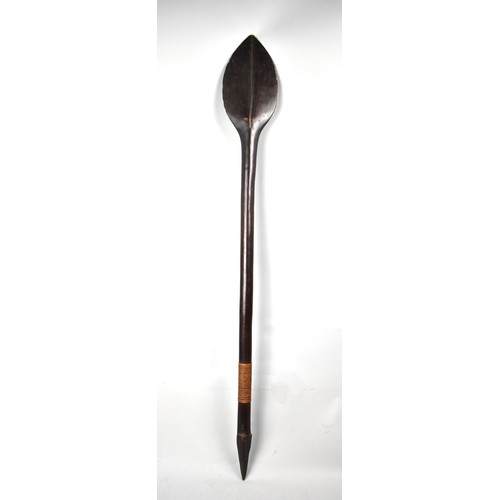 69 - A Polynesian Oceanic Art Paddle With Pointed End and Cane Grip. 119 cm Long